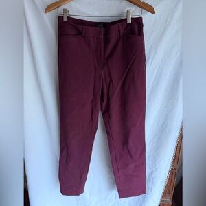 White House Black Market Slim Ankle Pants 6 (30x27) Burgundy Professional NWOT